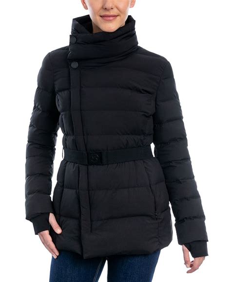 michael kors belted puffer jacket|packable down jacket Michael Kors.